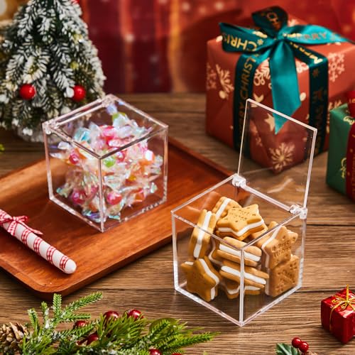 Image of Juexica 12 Pcs Clear Acrylic Boxes with Lid,Flip Style,3.15 x 3.15 x 3.15