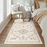 STARUIA 3x5 Washable Area Rug Western, Non-Slip Small Entryway Rug Beige Aztec Tribal Classic Boys Rug for Bedroom Living Room Low-Pile Carpet for Indoor Kitchen Bathroom(Beige 3'x5')