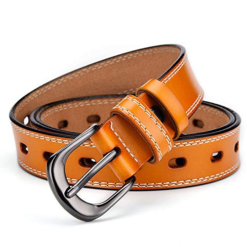 Kertz Leather belt for women with White Stitching Single Prog Buckle belts for women jeans3