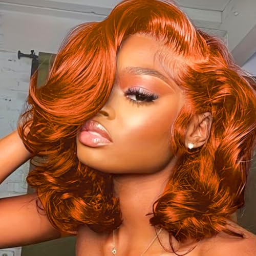 FASCARA Short Bob Wig 350 Ginger Orange 16 Inch 180%