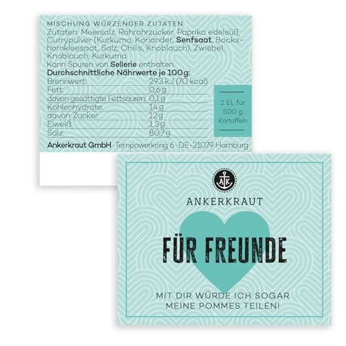 Ankerkraut Für Freunde Anlass-Geschenk, Freibad Pommes Salz zum Verschenken, Geschenk für Freunde, 150 g im Korkenglas