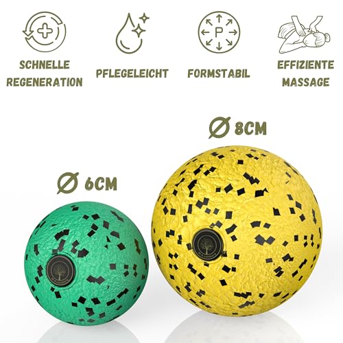 M.S.Lemberg® Faszienball 2er Set [6cm & 8cm] - Massageball für gezielte Selbstmassage der Faszien - Fuß, Rücken, Nacken, Schultern, Beine - Faszienkugel Massagekugel Massage Ball klein 2