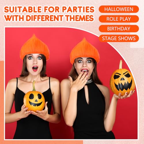 Image of Geyoga 1 Pcs Funny Wig Crazy Hair for Halloween Party,Orange | Funny Colorful Wig Adults Use, Unisex Funky Hairband, Halloween Mardi Gras Cosplay Costume Party Accessories