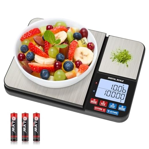 Diyife Keukenweegschaal met 2 Platforms 10kg/1g & 500g/0.01g, Dual Function Digitale Keukenweegschaal met 7 Eenheden, Tarra, PCS, Auto-Off, voor Keuken, Juwelen, Bakken, Koken, Batterijen Inbegrepen