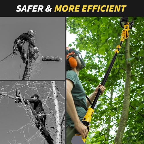 Image of 2-in-1 Cordless Pole Saw, 8 Inch Brushless Pole Chainsaws Compatibility with Dewalt 20V MAX Battery(No Battery), 8 lb Lightweight, Auto Oiling, 14.8 FT MAX Extension Pole Saws for Tree Trimming