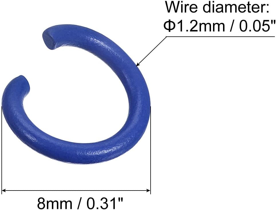 uxcell Open Jump Rings, 8mm Colorful O-Ring Connectors for DIY Crafts, Carbon Steel, Sapphire Blue, 48Pcs image 2