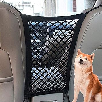 Car Dog Barrier Universal Dog Barrier Net Car Seat Net & Storage Bag Tear Resistant Pet Mesh Barrier Car Back Seat Organizer Easy to Install Dog Fence Safety Car Divider for Cars SUVs Vans Traveling