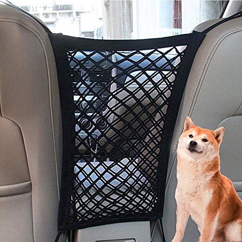 Barreira automotiva universal para cães em tela elástica com bolsa organizadora SIQITECHNO 29 x 26 cm