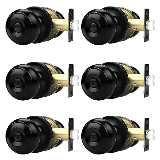 Probrico 6 Pack Black Door Knobs Door Handles Interior, Bedroom Bathroom Door Locks Doorknobs, Round Ball, Privacy Function