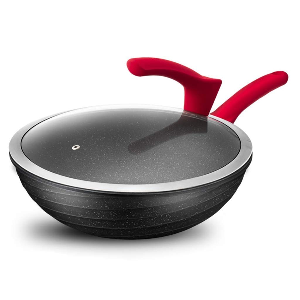 YNIYUJKL Cooking Utensils With Lid Premium Hard Anodized Non-Stick Frying Pan Wok Universal Lid,Red.