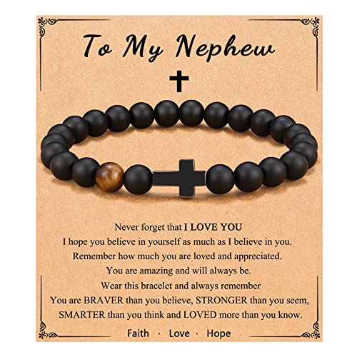 Orispre Nephew Gifts From Auntie Uncle, Graduation Gifts For Nephew Birthday Confirmation Communion Gifts For Teenage Boys Jewelry Religious Gifts, Nephew Bracelet #TOP2