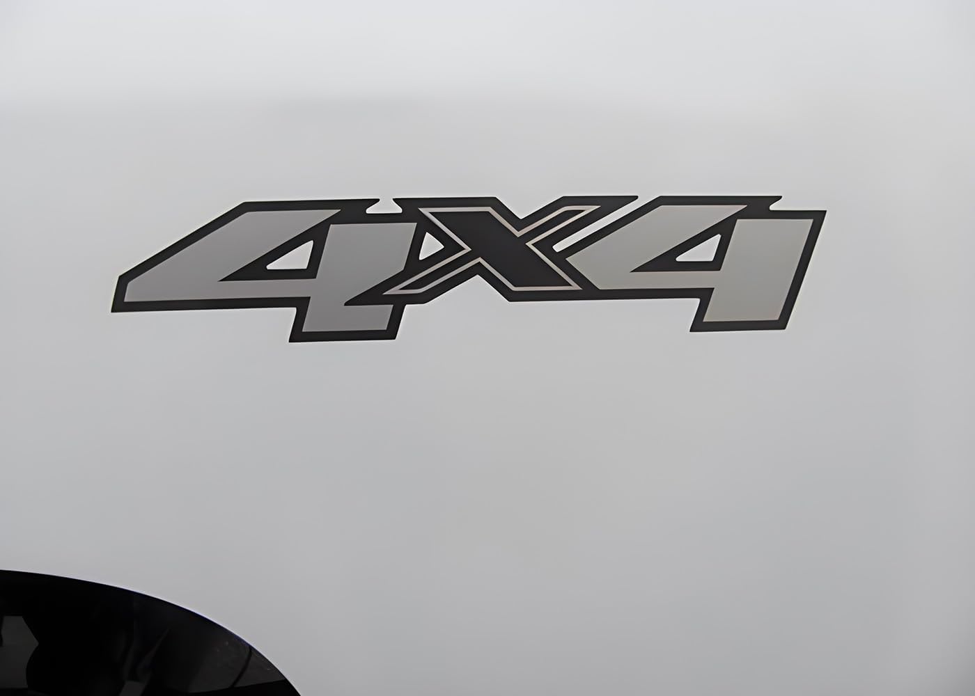 2Pc 4x4 Decals Stickers Emblem Replacement for Silverado Truck Bed Side 2007-2013 (White)
