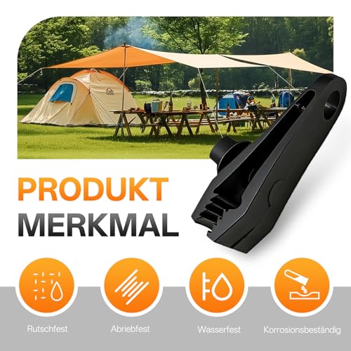 20 Stück Planenspanner Set – 10 Starke Tarp Clips & 10 Bungee-Seile mit Kugel, Kunststoff Planenbefestigung, Zeltclips und Krokodilklemmen für Camping, Hängematte und Vorzelt