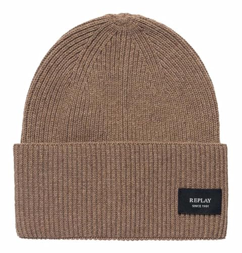 Bonnet Replay Ax4312 mixte en maille côtelée noire pour hiver