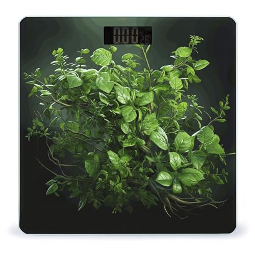Báscula digital para baño Green Leaves de vidrio templado
