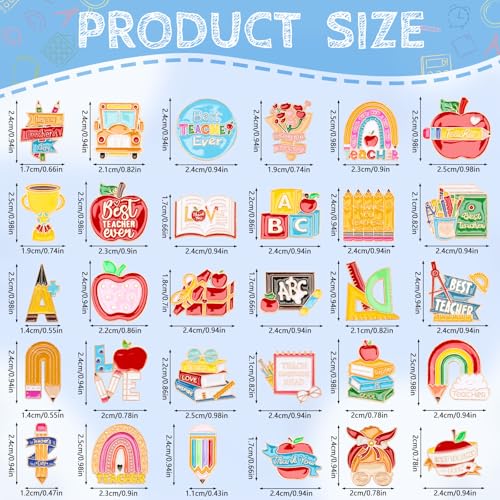 Image of SANNIX 60Pcs Teacher Pins, Appreciation Gifts Enamel Teacher Lapel Pins Back to School Pencil Book Blackboard Pin Badge Appreciation Brooch Pins for Clothes Bags Hats Accessories, 30 Styles