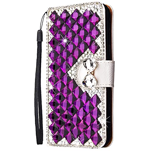 Étui rabat Google Pixel 7A protection cuir violet strass - 2