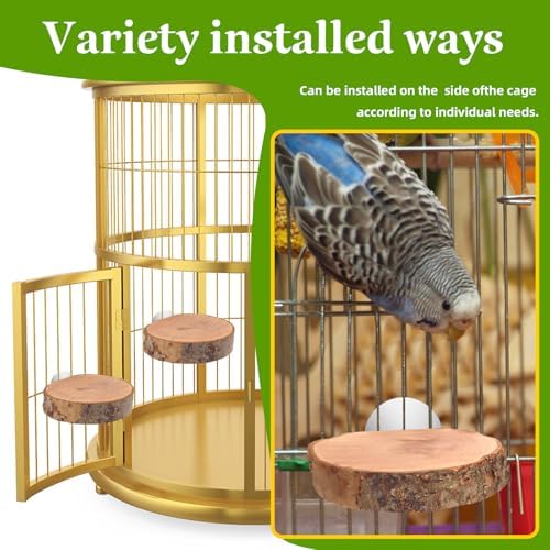 4 Pcs Natural Apple Wood Round Bird Perch Platform for Cage — 사진 6