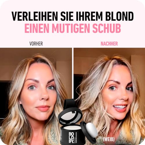 BOLDIFY Ansatzpuder 4g - Haar Concealer zur Haarverdichtung für Frauen und Männer, Grauabdeckung für 48h, wasserfestes Haar Make-up zum Ansatz kaschieren (Hellblond)