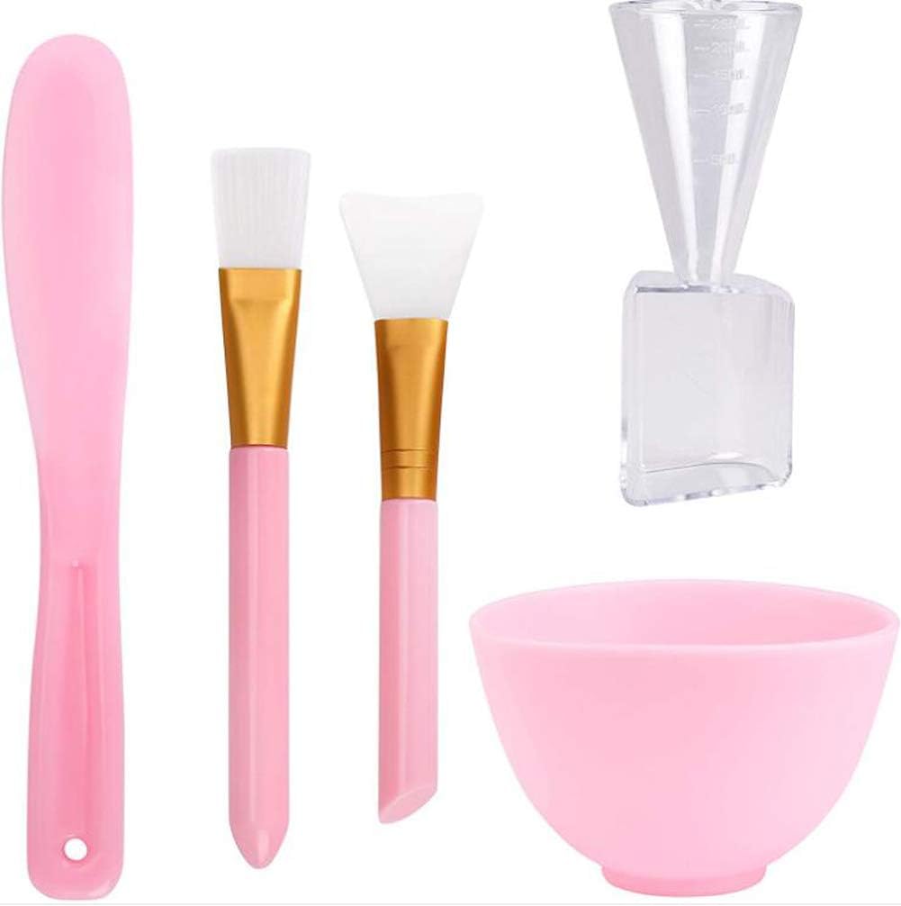 Face Mask Mixing Bowl Set – 5 in 1 DIY Facial Mask Tool Kit with Mixing Bowl Stick Spatula Silicone Brush and Premium Soft Face Brushes for Skincare and Beauty