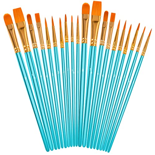 Soucolor Acrylic Paint Brushes Set, 20Pcs Round Pointed Tip Artist Paintbrushes For Acrylic Painting Oil Watercolor Canvas Boards Rock Body Face Nail Art, Halloween Pumpkin Ceramic Crafts Supplies #TOP20