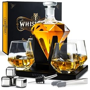 Whisiskey – Whisky Karaffe – Diamant – Dekanter – Whiskey Set – 900ML – Geschenke für Männer – Geburtstagsgeschenk…