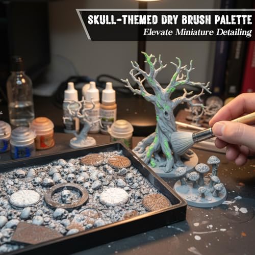 Image of Fuyoooo Dry Brush Palette for Miniature Painting,Skull | 7.9 x 5.9 Inch Dry Brush Palette, Tabletop Gaming Miniature Painting