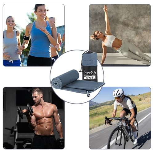 2 Pack Fast Drying Gym Towel 40 x 80CM Soft Microfiber Lightweight Sport Towel Perfect Travel Camping Towel Super Absorbent Ultra Compact for Gym Sport Yoga Backpacking Beach Swimming, Navy Blue