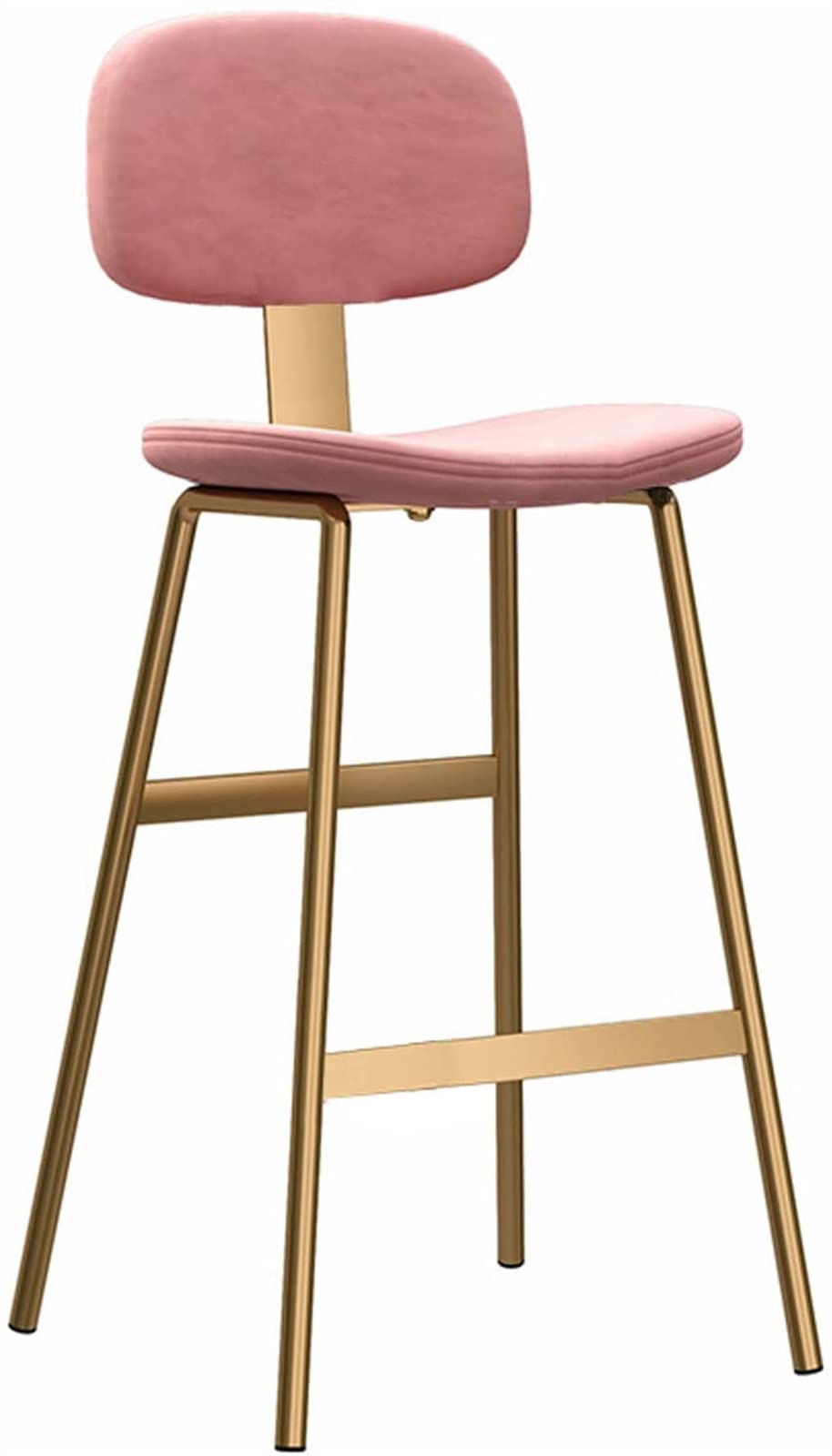 Tabouret de bar en velours haut de gamme et piétement doré brillant