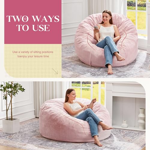 Image of Hobestluk Bean Bag Chair for Adult Giant Beanbag with Filler Pink 4FT