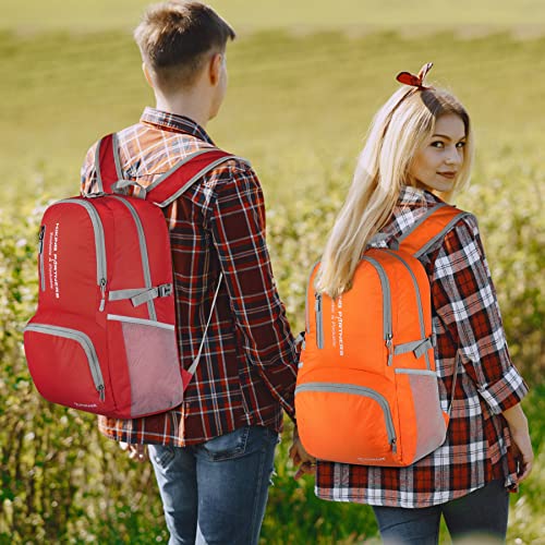 Image of ZOMAKE Lightweight Packable Backpack, Water Resistant Foldable Daypack 35L | Light Hiking Backpacks Collapsible Day Pack for Travel, Everyday Carry, Multi Compartment Storage, Adjustable Strap (Red)