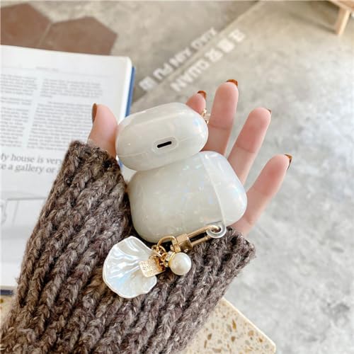 Image of OTOPO for Cute Airpods 2nd /1st Generation Case Girl Women with Cleaner Kit, Glitter Shell Pattern Apple iPods 2 /1 Gen Protective Cover Skin with Pearl Shell Keychain, Colorful