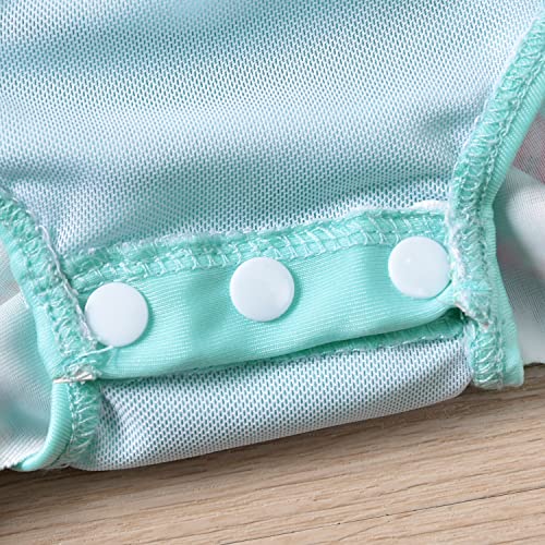 Newborn Baby Girls Swimsuit One Piece Skirted Bathing Suit With Snaps Swim Dress Beach Wear Nb Floral Cyan #TOP6