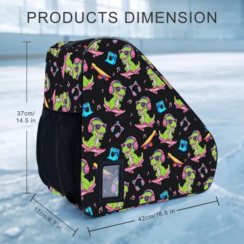 Bzocm Dinosaur Skate Bag For Ice Roller Inline Skates With Adjustable Shoulder Strap Fit Women Men Adults - 1