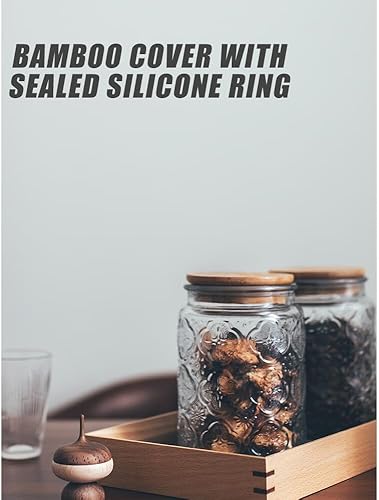 Miniatura 5 de BEWAVE Tarro de vidrio vintage, recipientes de almacenamiento de alimentos de 24 onzas, tarros transparentes con tapa hermética para encimera de