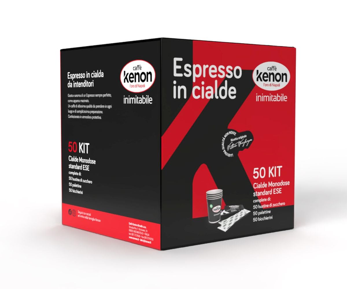 KENON Caffè – 300 Cialde ESE 44mm Compatibili – Espresso Intenso e Cremoso, Tostato e Macinato 7g, Confezionate Singolarmente per un Gusto Perfetto