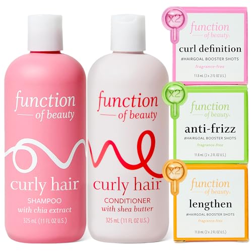 Function of Beauty Curly Hair Set with Shampoo, Conditioner & Add-In Booster Treatment - Curl Definition, Anti-Frizz & Lengthen Booster Shot to Enhance Shampoo, Conditioners & Hair Care Products