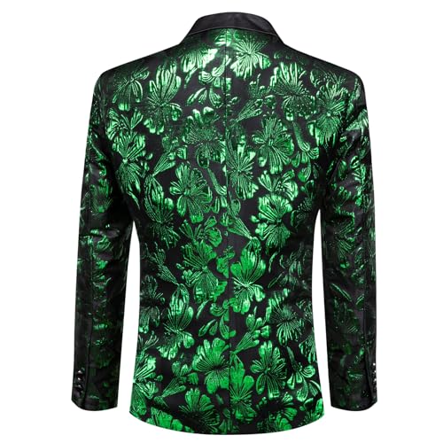 Image of Barry.Wang Mens Floral Blazer Suit Jacket Notched Lapel Casual Sport Coat | Flowers Jacquard One Button Tuxedo for Prom Wedding Party Disco Dinner Banquet Cocktail Homecoming Travel,Regular Fit