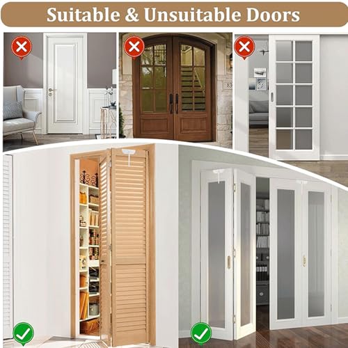 Cerradura para Puerta Plegable de Aleación de Aluminio para Clóset y Entrada Infantil – Manija Doble, Instalación Sin Taladro, Puerta Plegable que Ahorra Espacio miniatura 6