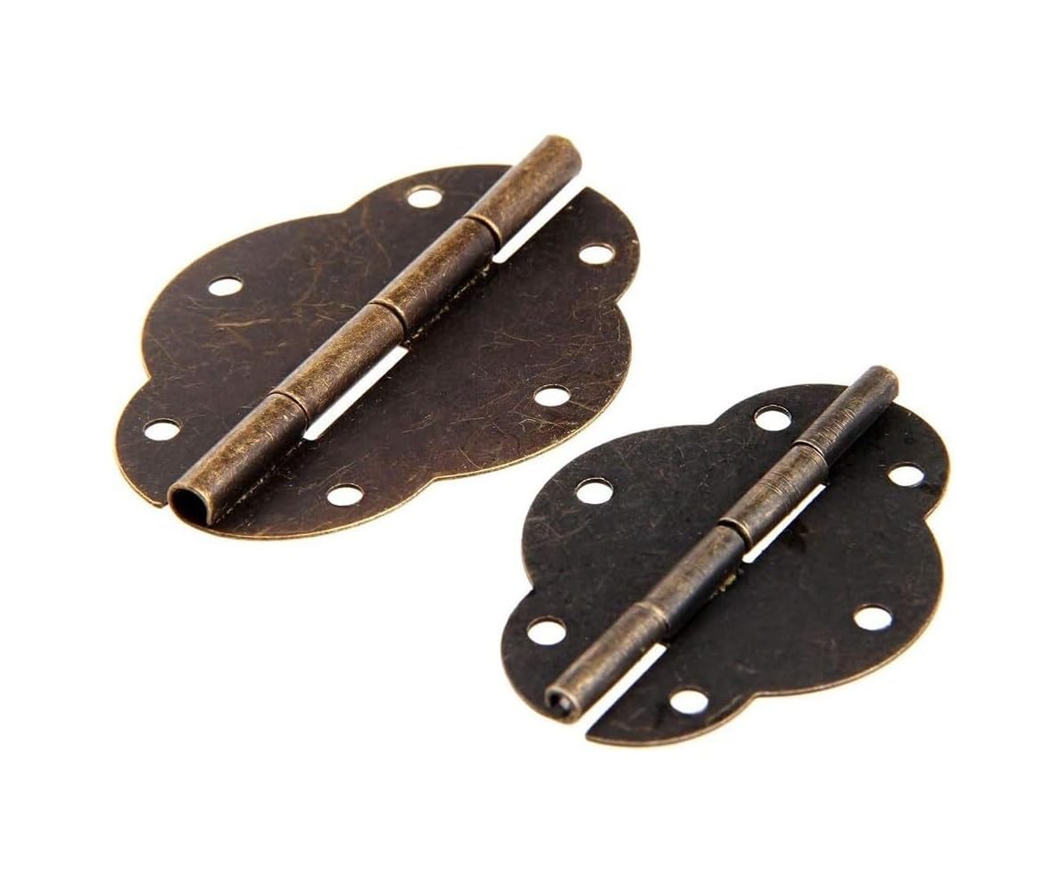 2Pcs Antique Bronze Cabinet Hinges with Screws(46 x 35mm)