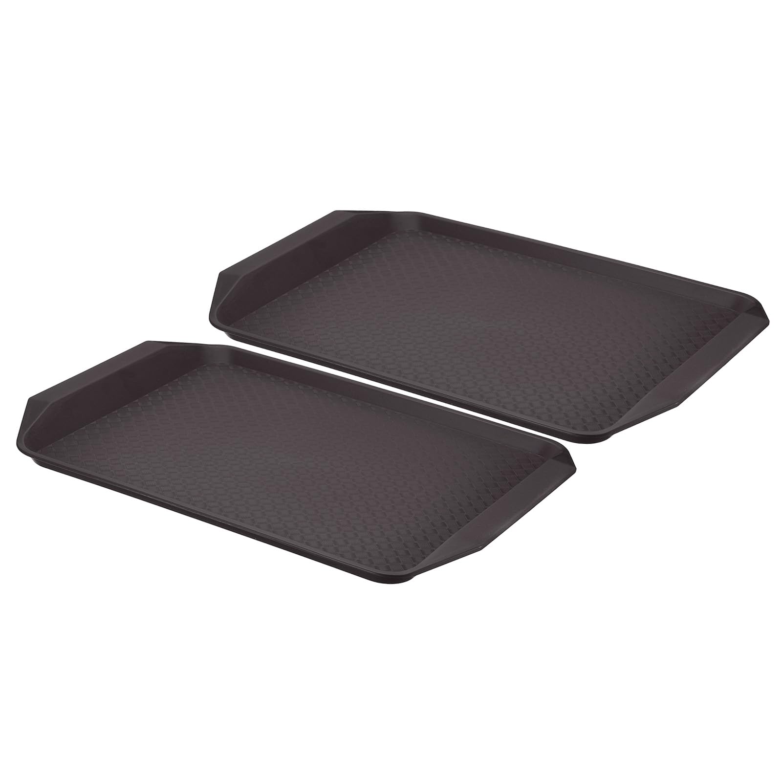 PATIKIL Plastic Fast Food Serving Tray, 2 Pcs 17" x 11.9" Non-Silp Rectangle Restaurant Serving Tray Reusable Cafeteria Platter for Party Home Kitchen Coffee, Brown