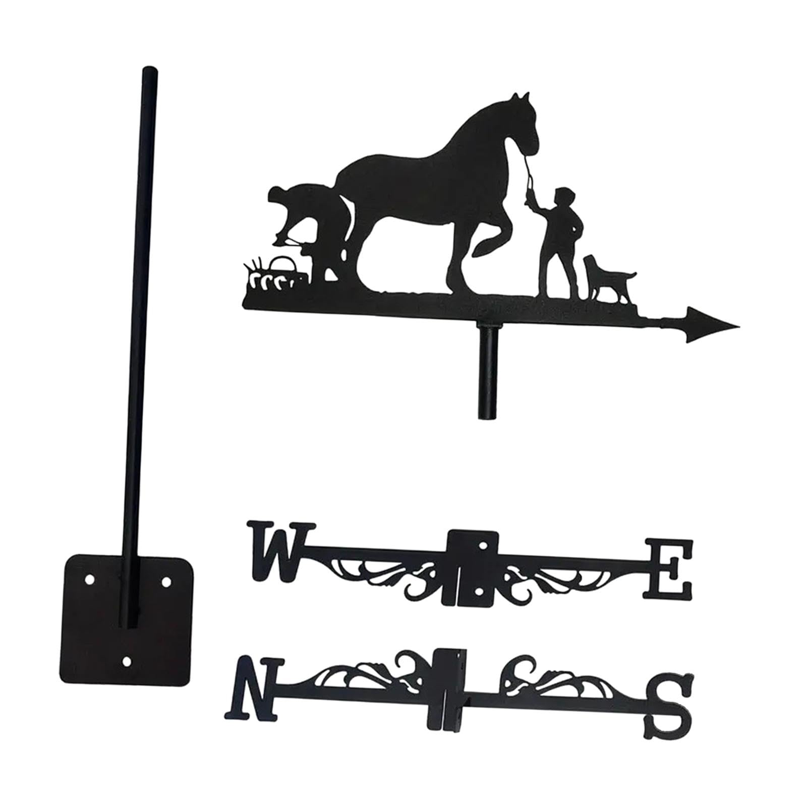 MagiDeal Veleta para Caballos, indicador de dirección del Viento, Veleta para Exteriores, Patio, jardín, Techo, Granja, Caballo con Hombre