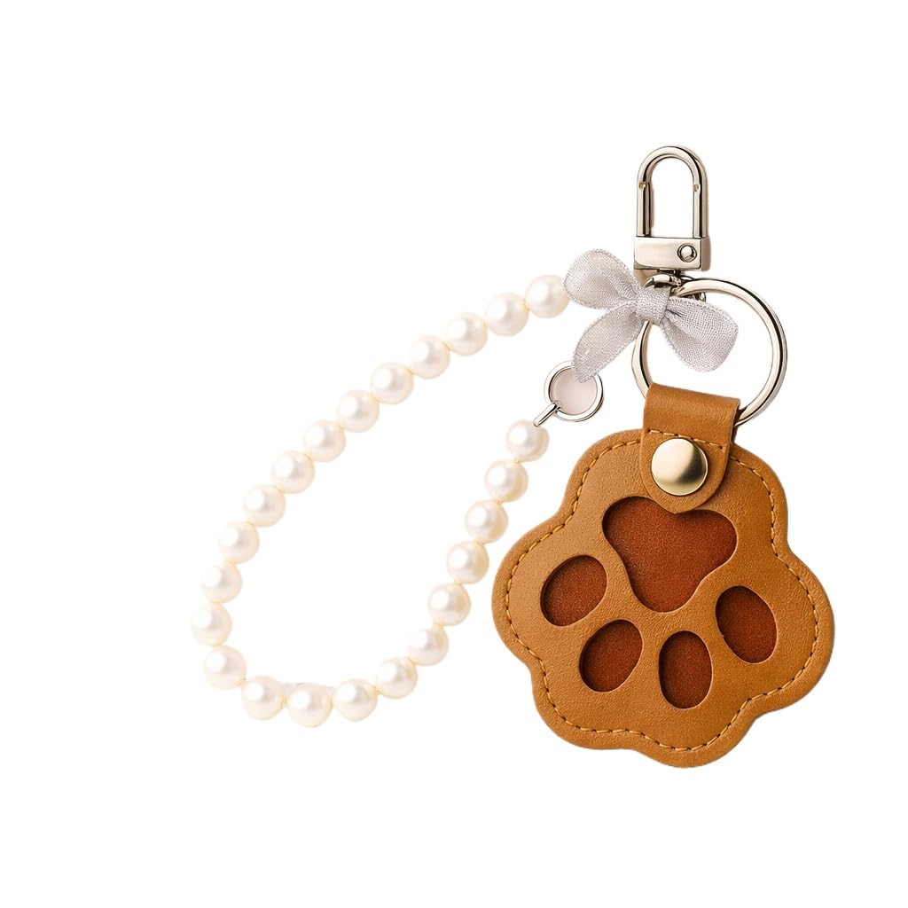 Raygu Unisex Yellow Dog Fur Keepsake Hair Keyring Pet Keyring Memorial Leather Keychain Dad Gifts Dog Cat Memorial Gifts Paw Print Kit Loss Gifts (Yellow)