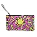 Produktbild TTmom Damen Leinwand Geldbörse Portemonnaie Geldbeutel, Lady Wristlet Wallet Clutch for Smartphones with Wrist Strap Card Coin Purse Case - Magical A Psychedelic Trippy Pattern