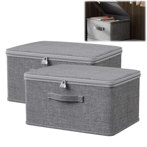 XEERUN 2 scatole richiudibili con lucchetto, grandi dimensioni, richiudibili, grande capacità, contenitore pieghevole per caramelle, lavabile (40 x 30 x 21 cm)