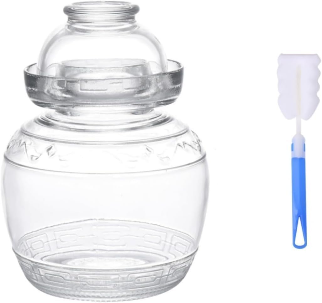 Glass Pickle Jar 2.5L Fermentation Jar Crock, Traditional Canning Jar Kimchi Containers with Water Seal Airlock Lid for Fermenting Pickles, Wine Brewing, Sauerkraut and Vegetables
