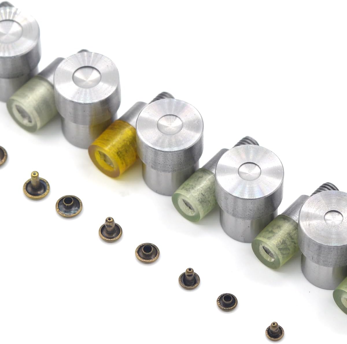 Yalando 7 Sets Double Cap Rivet Dies Mould Tool for Hand Press Machine Size 5 mm 6 mm 7 mm 8 mm 9 mm 10 mm 12 mm DIY Craft Supplies