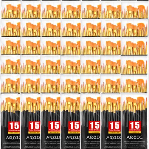 Image of AROIC Acrylic Paint Brush Set,100 packs /1500pcs Nylon Hair Paint Brushes
