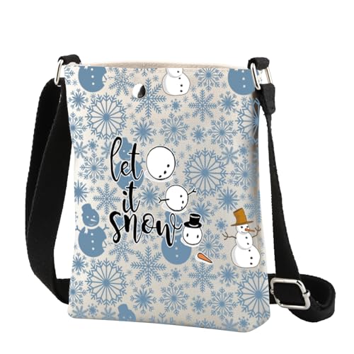 Christmas Snowman Crossbody Bag Let it Snow Christmas Gift for Her Christmas Party Gift Winter Snowflake Crossbody Purse