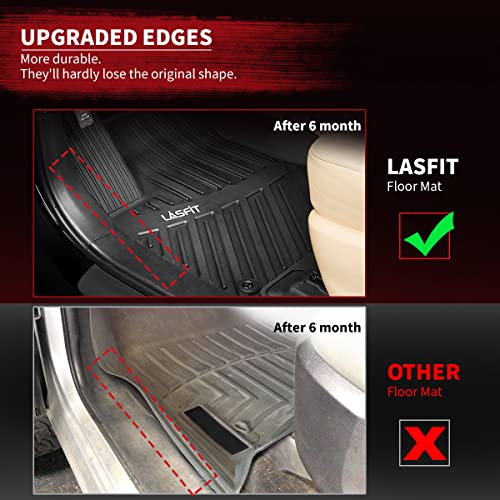 Image of LASFIT Floor Mats for Toyota Highlander 2020-2025 2026 8-seat (Not for Hybrid) All Weather TPE Custom fit Floor Liner for Highlander car mats, Front and Rear 2 Row Mats.
